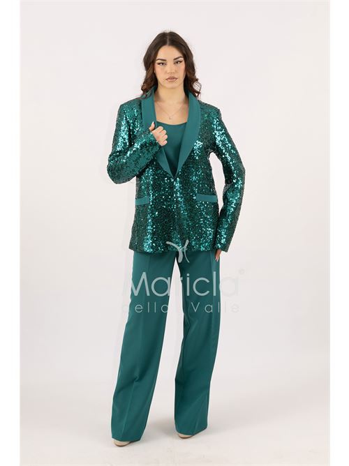 Completo in paiette tailleur  3 pezzi MARICLA ELEGANCE | JC35273VERDE